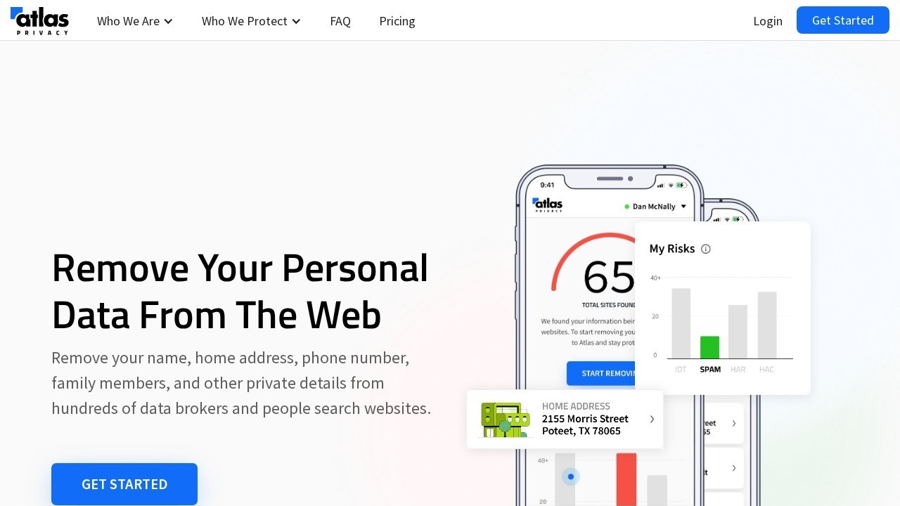 Atlas Privacy homepage screenshot